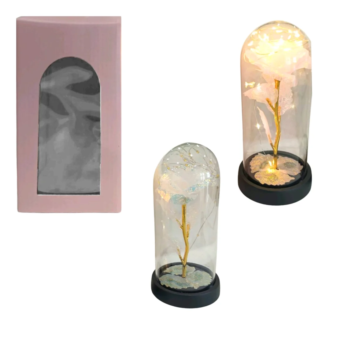 ROSA BRILLANTE CON LUZ ENCAPSULADA (PILAS)