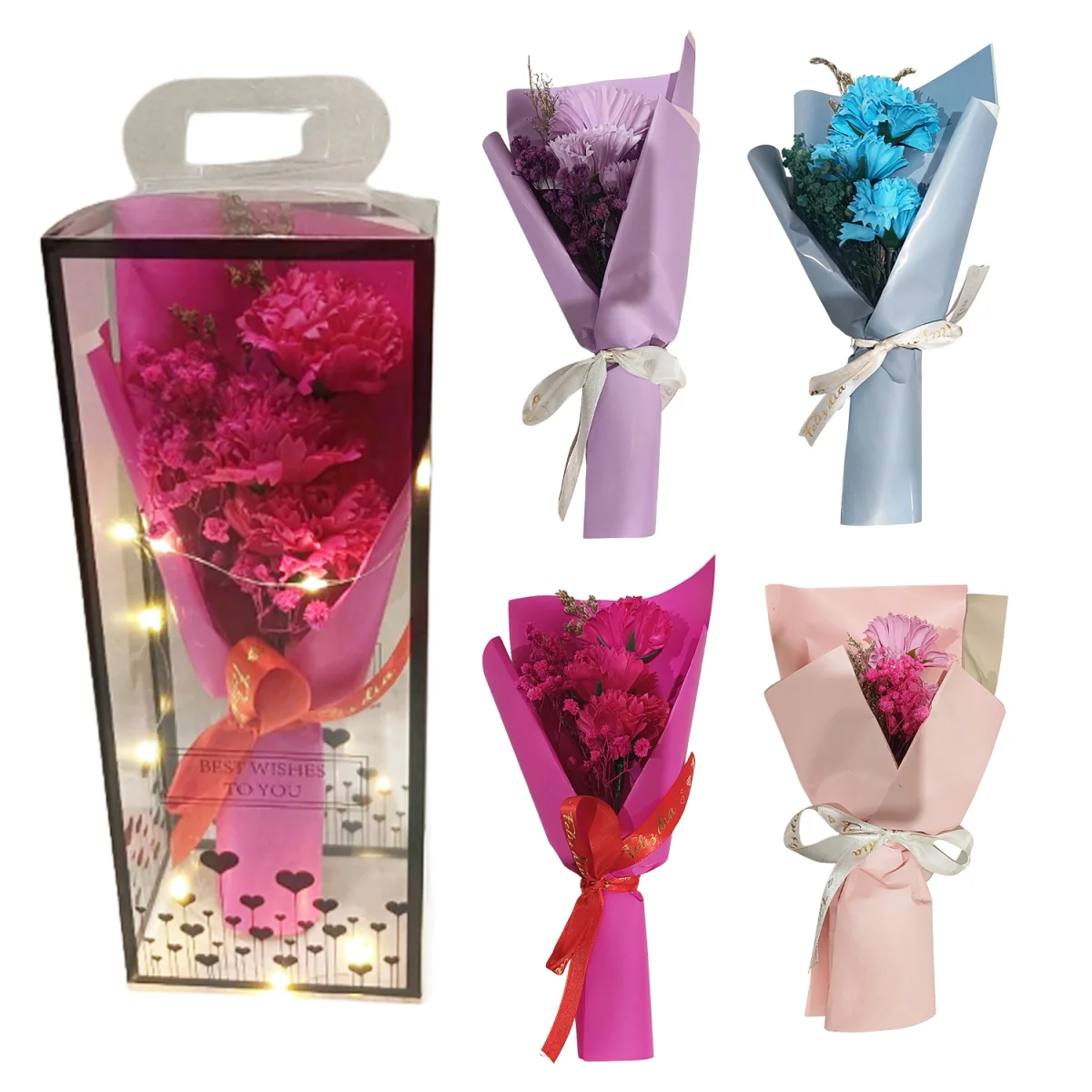 RAMO FLORES ARTIFICIALES CON LUZ EN ACETATO DESARMADO (CJX40),