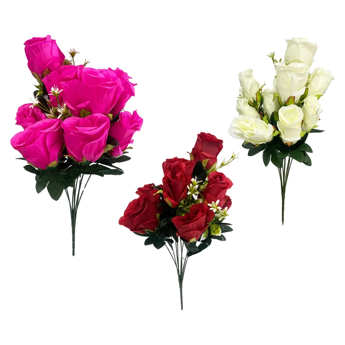 RAMO ROSAS ARTIFICIAL X9 45CM