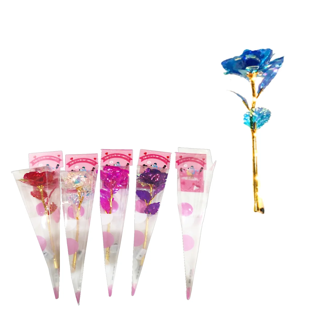 ROSA ARTIFICIAL BRILLANTE CON LUZ EN ACETATO (CJX12)