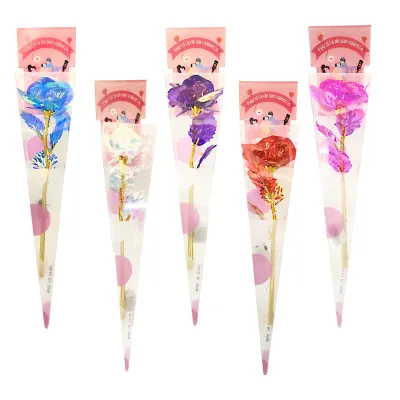 ROSA ARTIFICIAL BRILLANTE CON LUZ EN ACETATO (CJX12)