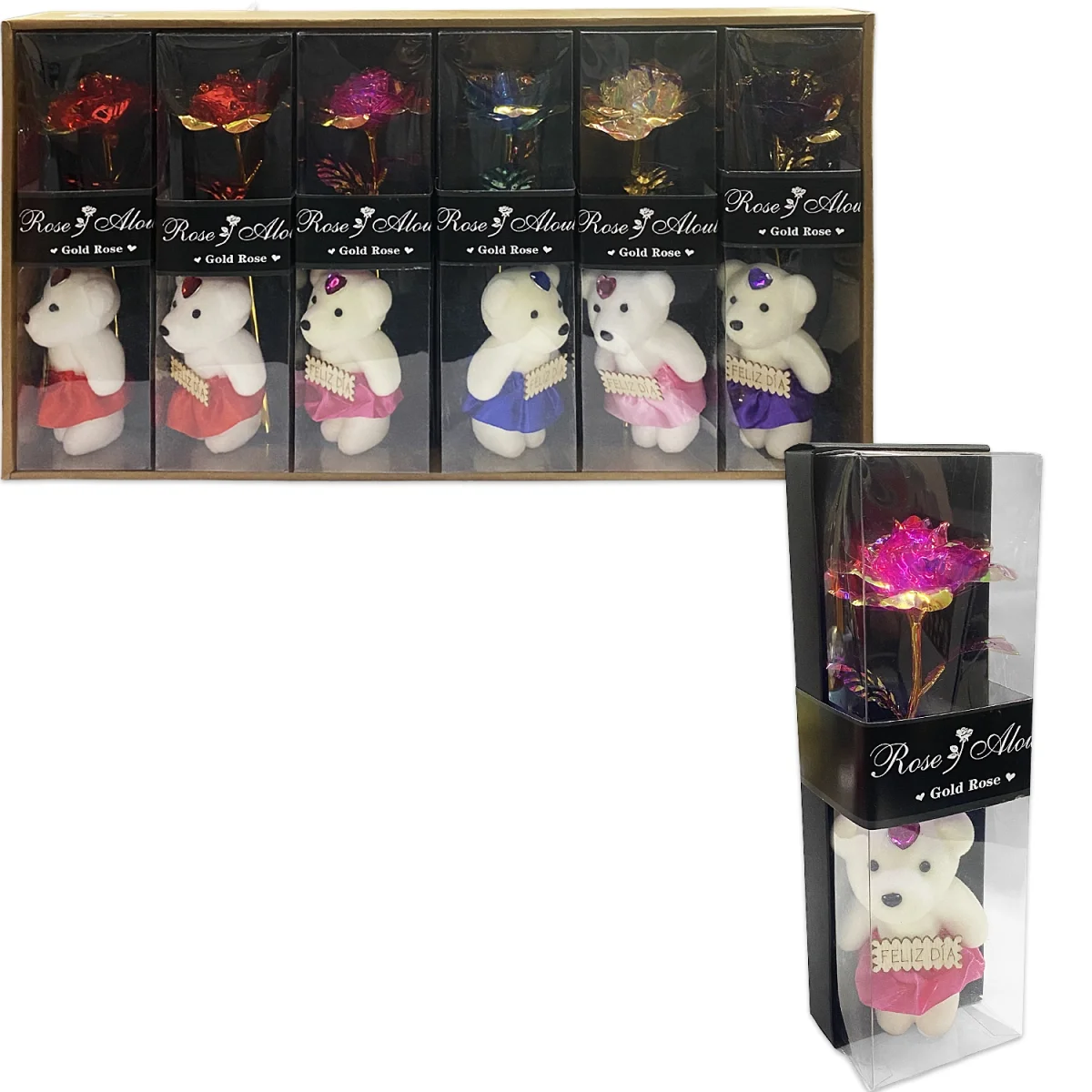 ROSA BRILLANTE CON OSO EN ACETATO (CJX6),