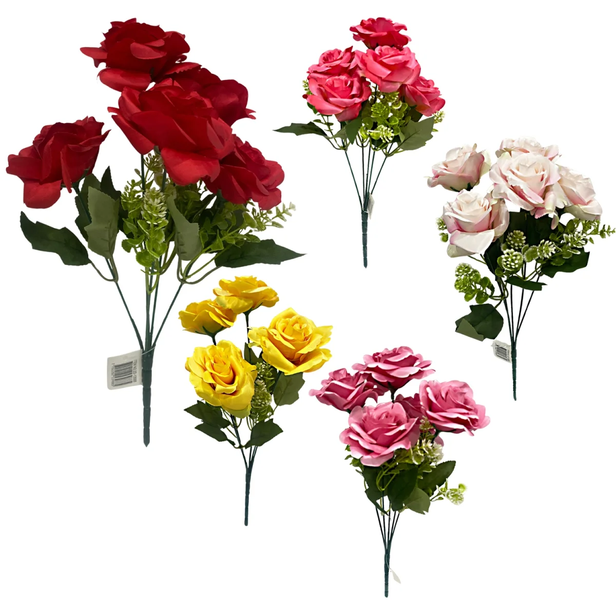 RAMO ROSAS ARTIFICIAL X5 34CM