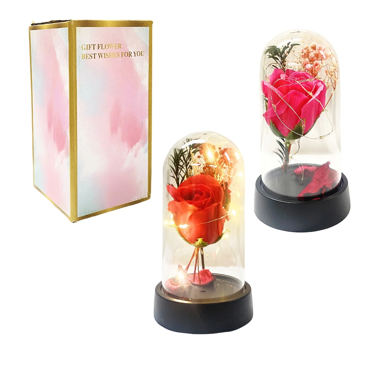 ROSA ARTIFICIAL CON LUZ ENCAPSULADA