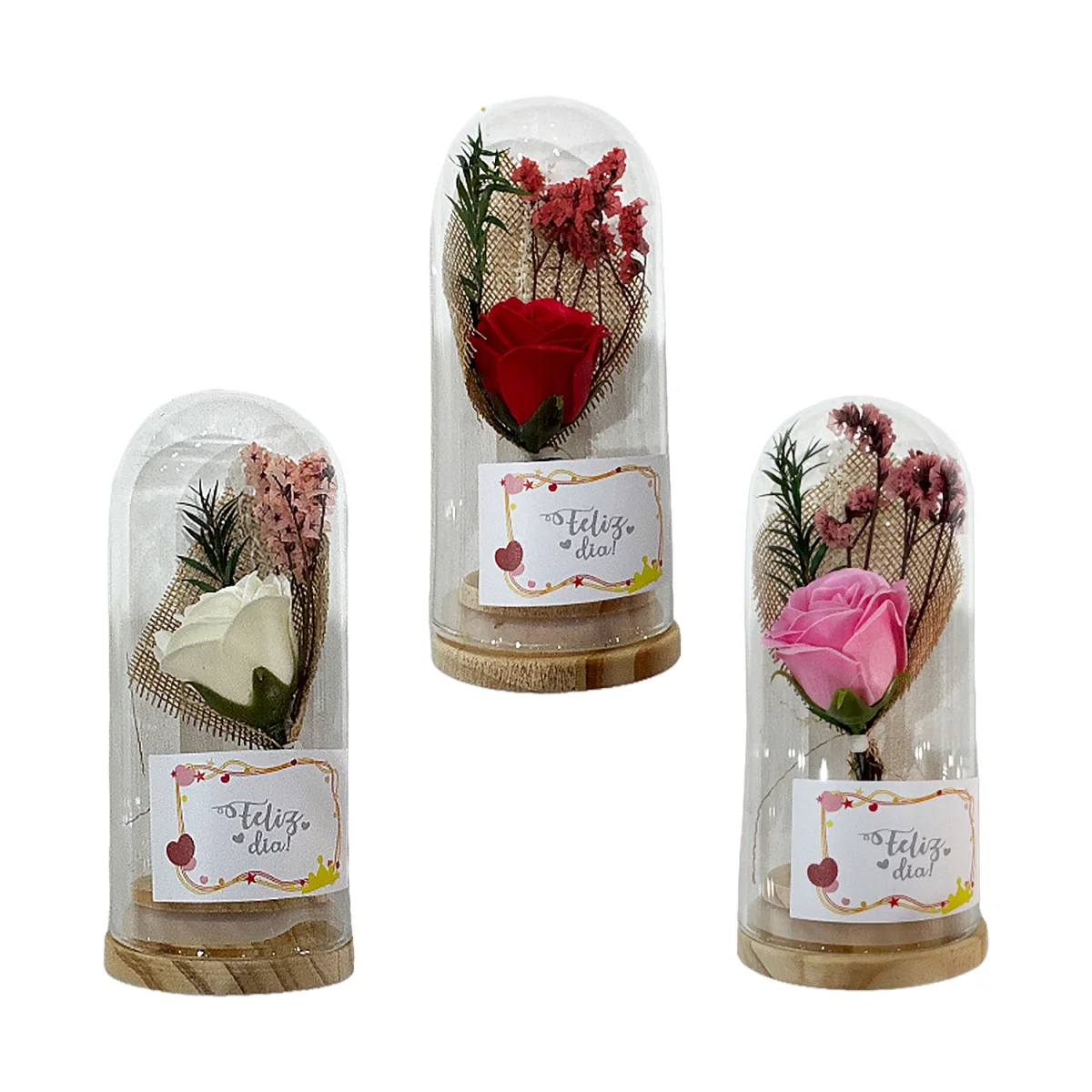 ROSA ARTIFICIAL ENCAPSULADA EN VIDRIO