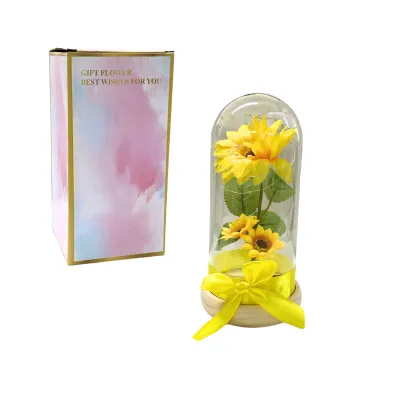 GIRASOL ARTIFICIAL CON LUZ ENCAPSULADO (PILAS),