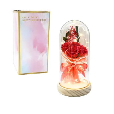 RAMO ROSAS ARTIFICIALES CON LUZ ENCAPSULADAS (PILAS),