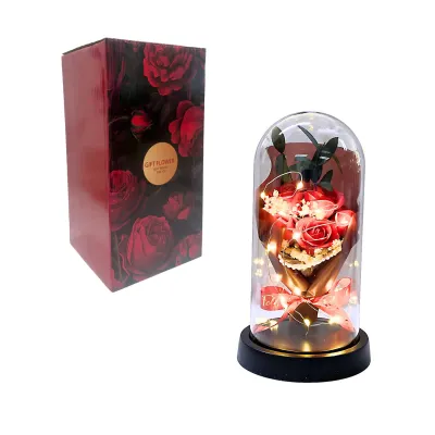 RAMO ROSAS ARTIFICIALES CON LUZ ENCAPSULADAS (PILAS)
