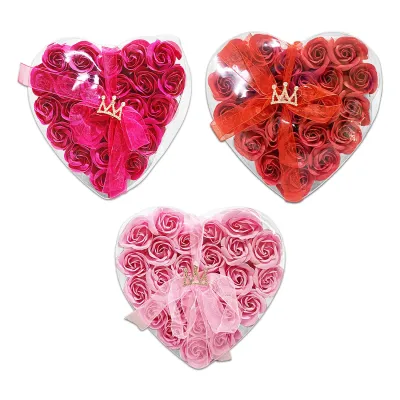 ROSAS ARTIFICIALES X24 EN ACETATO CORAZON,
