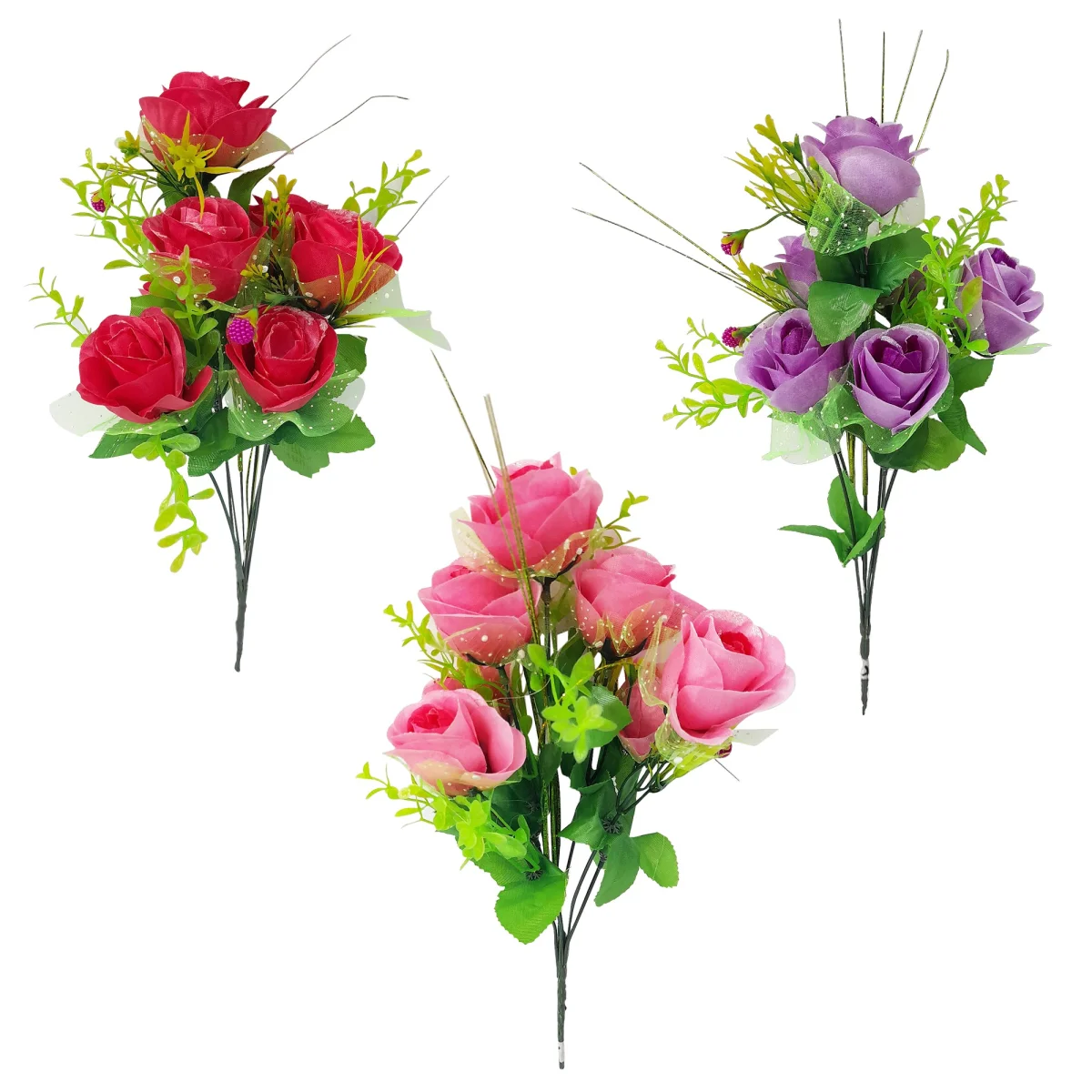 RAMO ROSAS ARTIFICIALES X7 38CM
