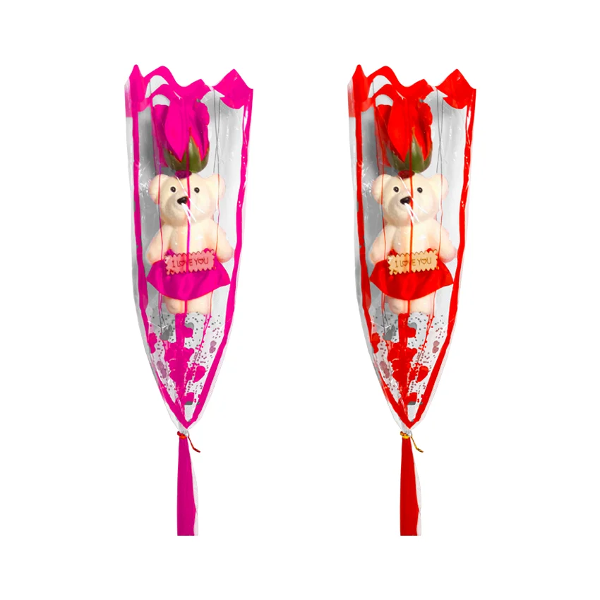 ROSA ARTIFICIAL CON OSO EN BOLSA (PQTX12)