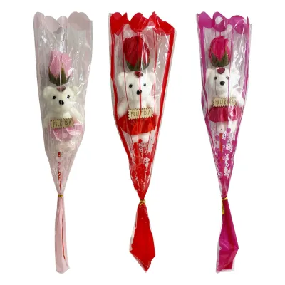 ROSA ARTIFICIAL CON OSO EN BOLSA (PQTX12),