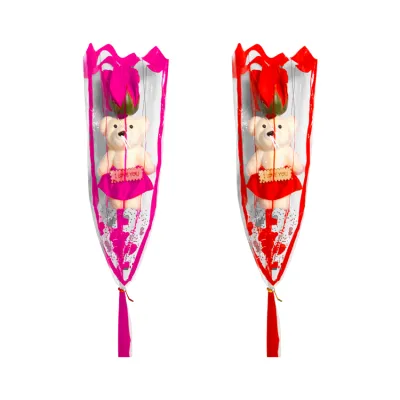 ROSA ARTIFICIAL CON OSO EN BOLSA (PQTX12)