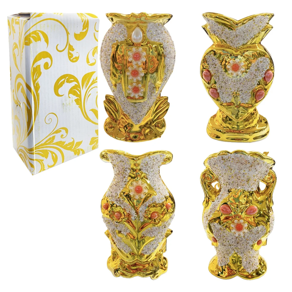 FLORERO DECORATIVO DORADO: