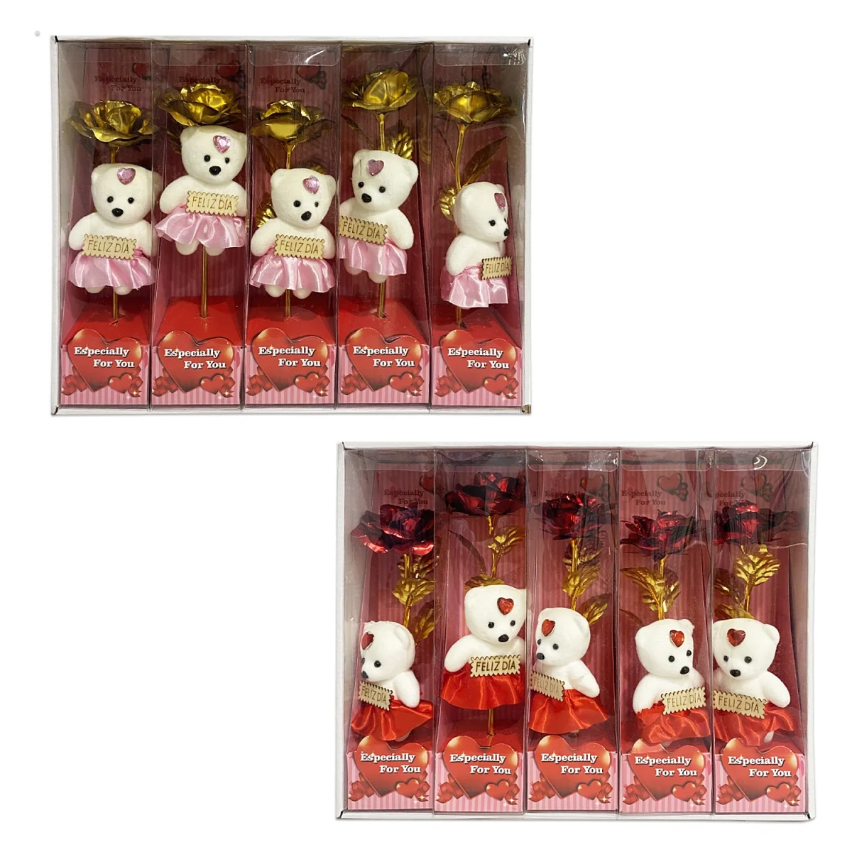 ROSA BRILLANTE CON OSO EN ACETATO (CJX5)