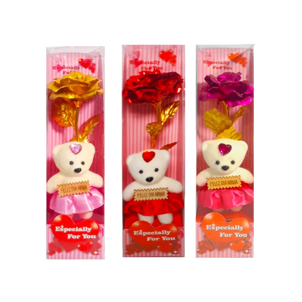 ROSA BRILLANTE CON OSO EN ACETATO (CJX5)