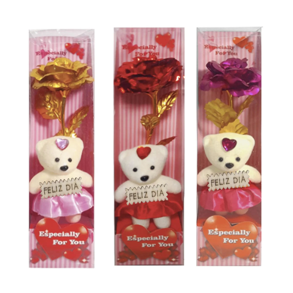 ROSA BRILLANTE CON OSO EN ACETATO (CJX5)