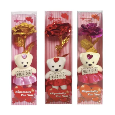 ROSA BRILLANTE CON OSO EN ACETATO (CJX5)