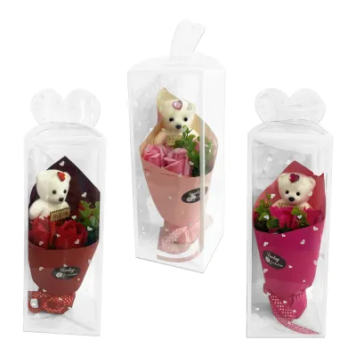 RAMO ROSAS ARTIFICIALES CON OSO EN ACETATO (CJX5)