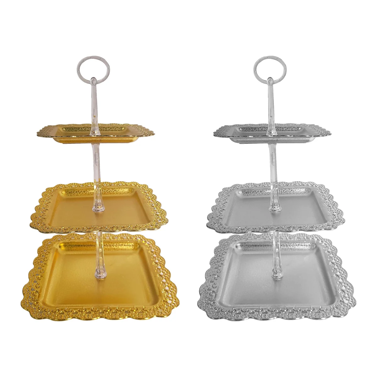 DULCERO DE MESA CUADRADO BRILLANTE 3 NIVELES