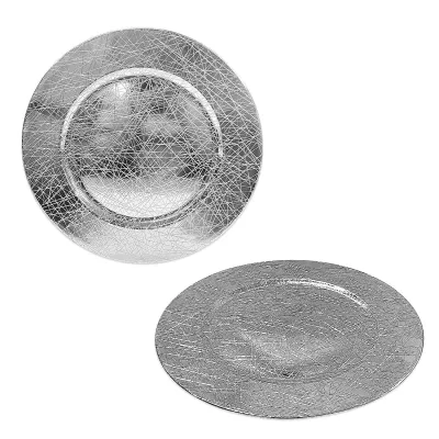 PLATO BASE DECORATIVO PLATEADO 33CM