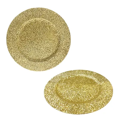 PLATO BASE DECORATIVO DORADO 33CM