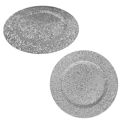 PLATO BASE DECORATIVO PLATEADO 33CM