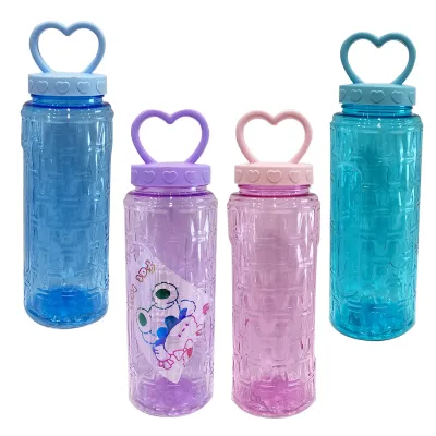 TERMO PLASTICO CORAZON CON STICKERS 500ML