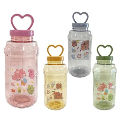 TERMO PLASTICO CORAZON CON STICKERS 500ML