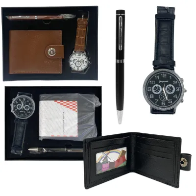 SET BILLETERA CON RELOJ Y LAPICERO: