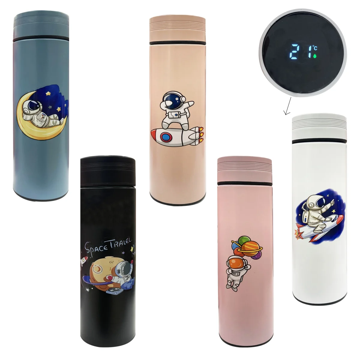 TERMO TERMICO ASTRONAUTA MEDIDOR TEMPERATURA 500ML