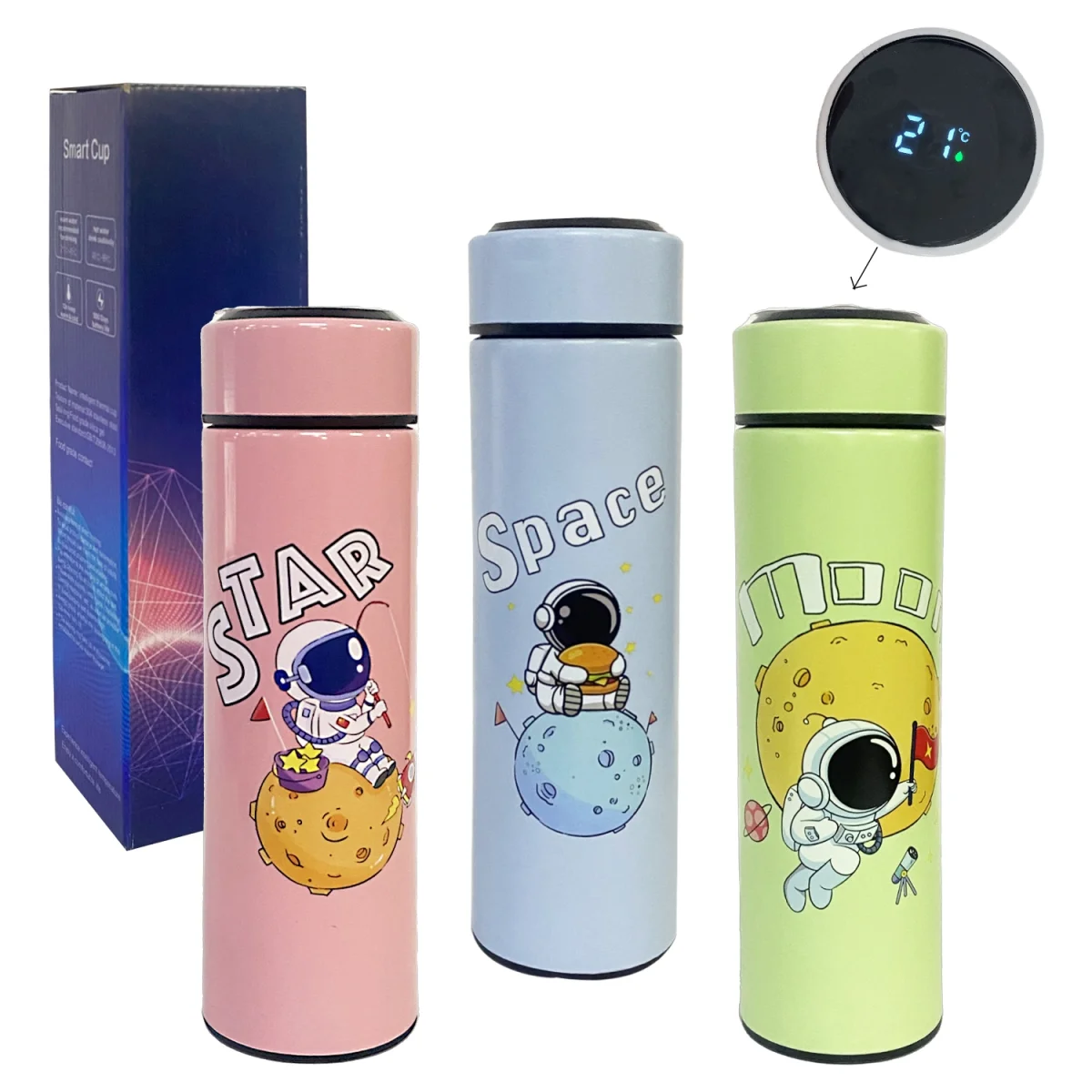 TERMO TERMICO ASTRONAUTA MEDIDOR TEMPERATURA 500ML