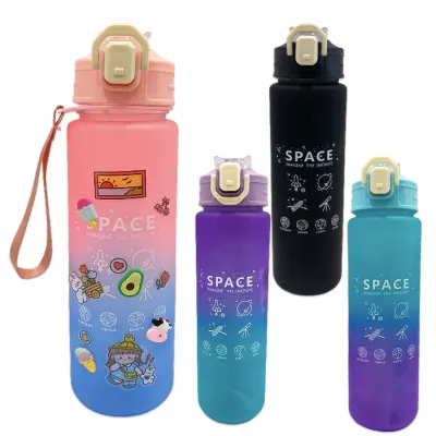 TERMO PLASTICO DEGRADE ESPACIAL CON STICKERS Y PINES 850ML