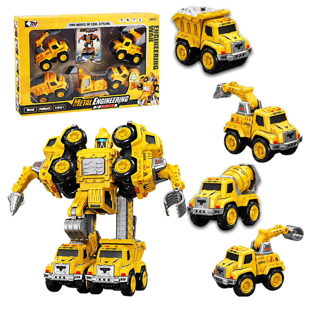 TRANSFORMER CARRO CONSTRUCCION ARMABLE 5 EN 1