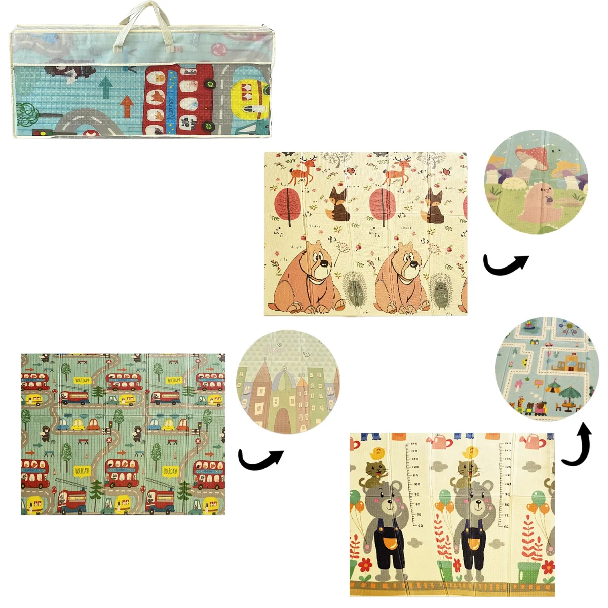 TAPETE INFANTIL DOBLE CARA ESTAMPADO 180*200*0.8CM