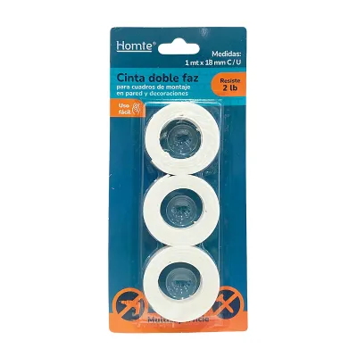 CINTA DOBLE FAZ BLANCA 1M X3