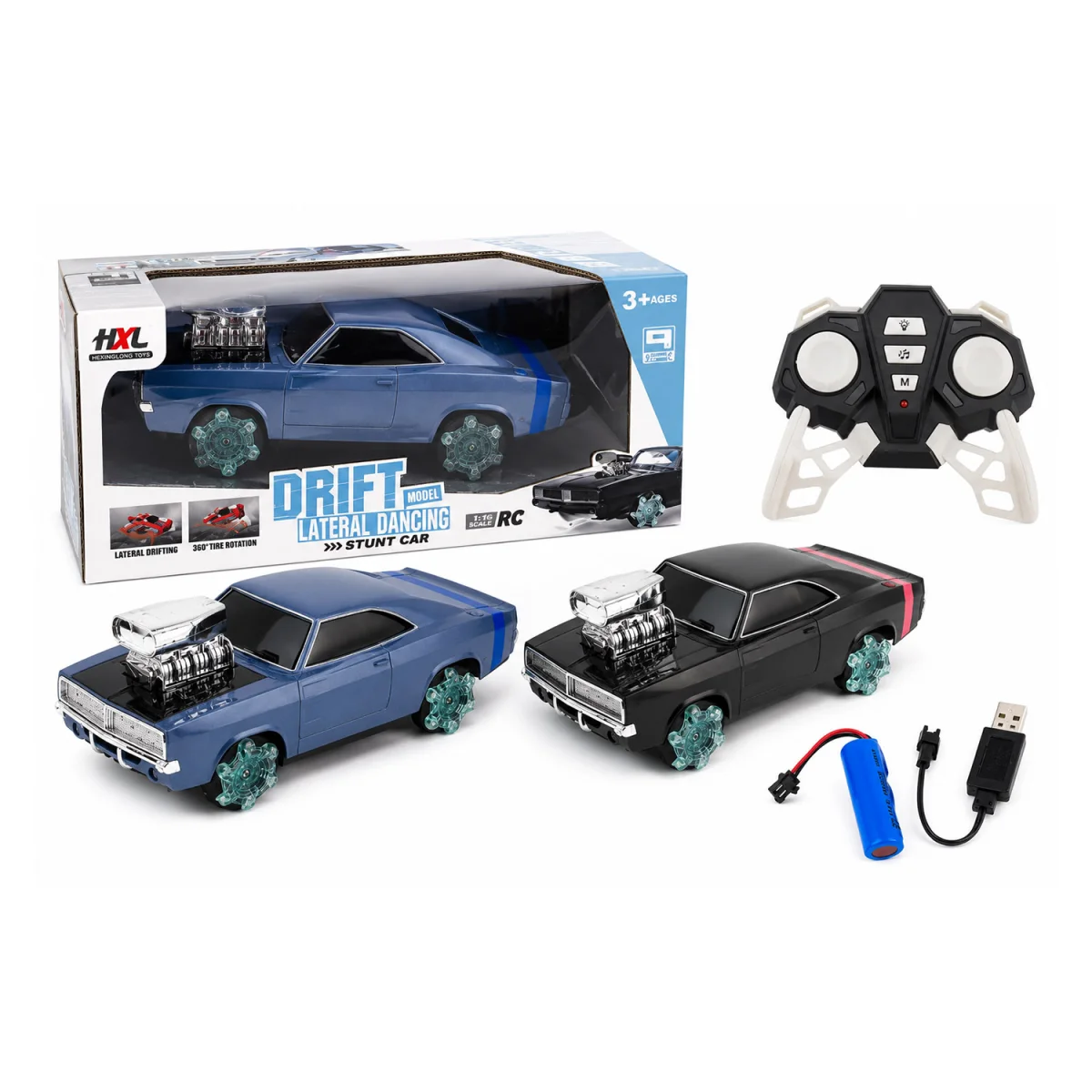 CARRO CON LUZ CONTROL REMOTO (PILA RECARGABLE)