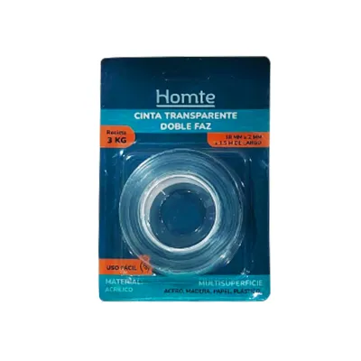 CINTA DOBLE FAZ TRANSPARENTE 18MM*1.5M