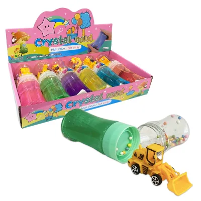 SLIME TUBO ESCARCHADO CON CARRO CONSTRUCCION (CJX6)