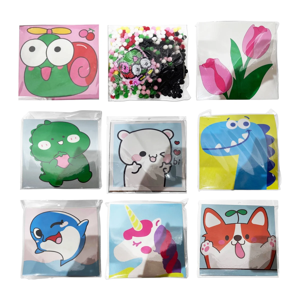 CUADRO DECORATIVO DE POMPONES 20*20CM