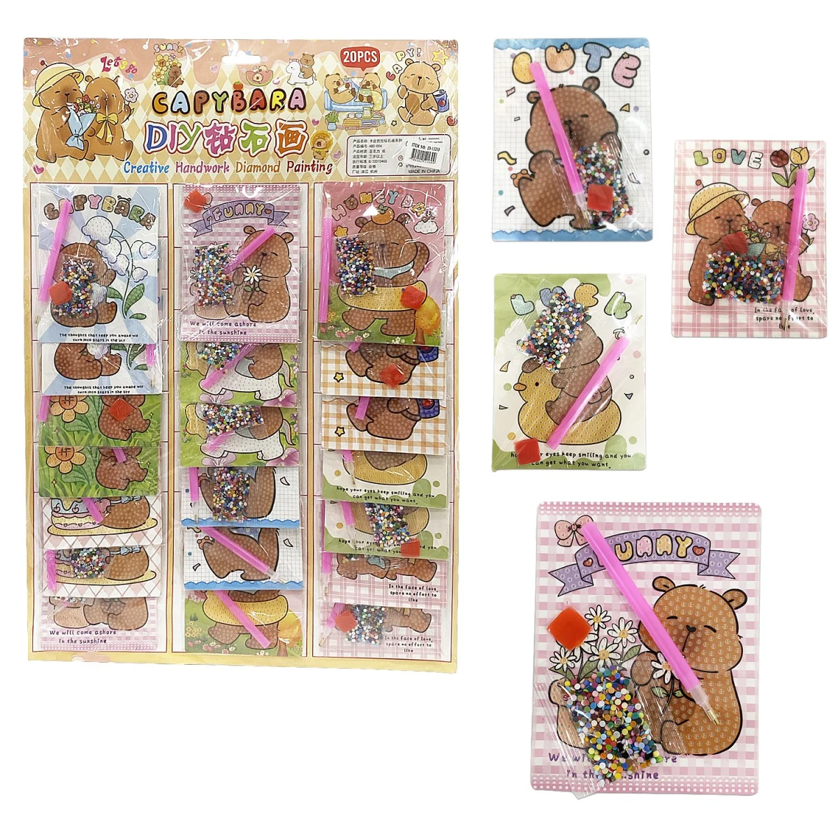 SET DE ARTE DIAMANTES CAPIBARA 13*10CM X20